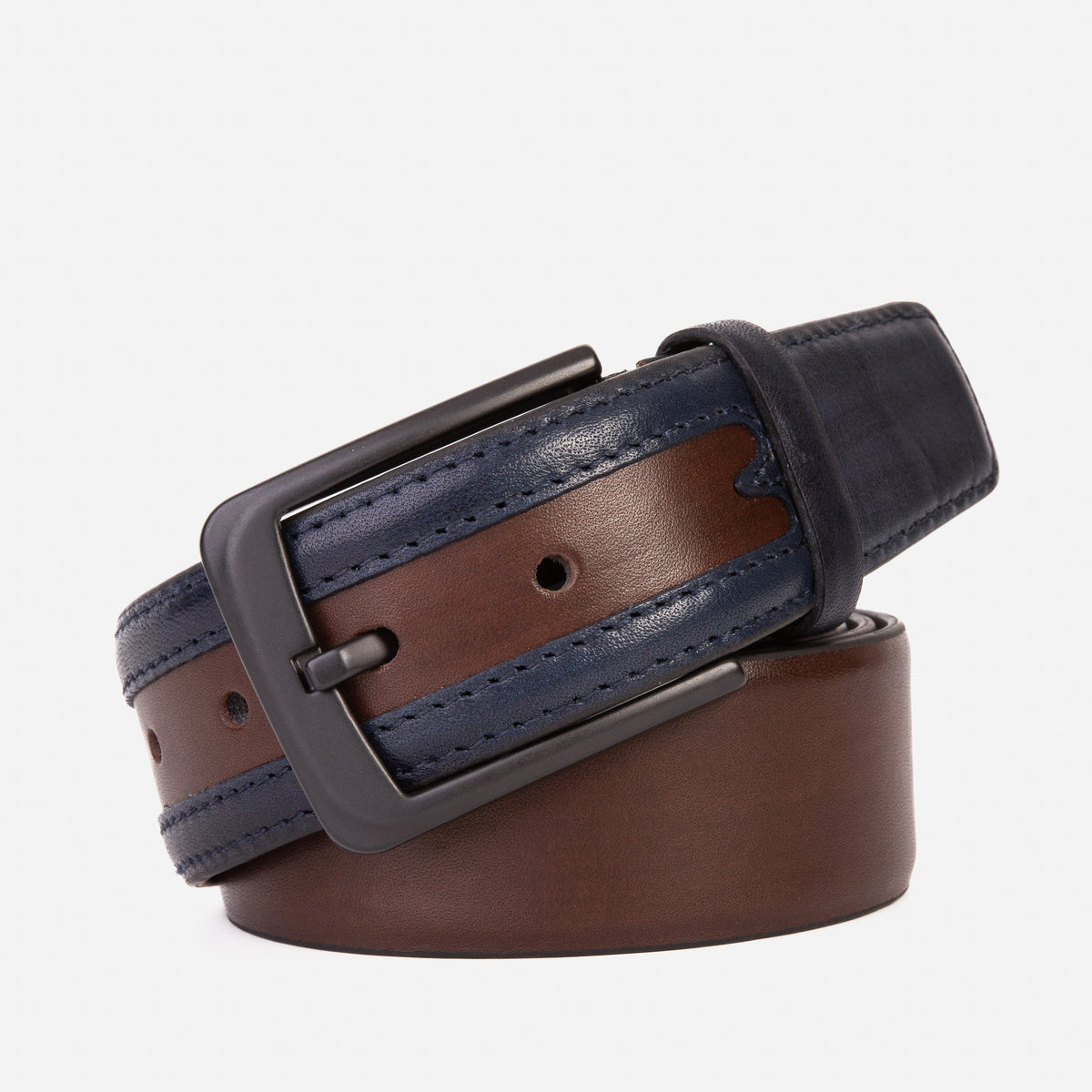 Vinci Leather The Neiva Navy/Brown Leather Belt – product view 1