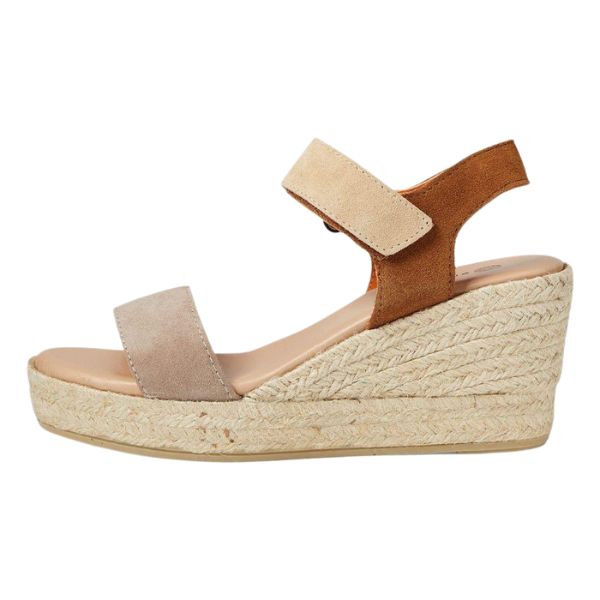 Eric Michael Ivory Leather Wedge Espadrille