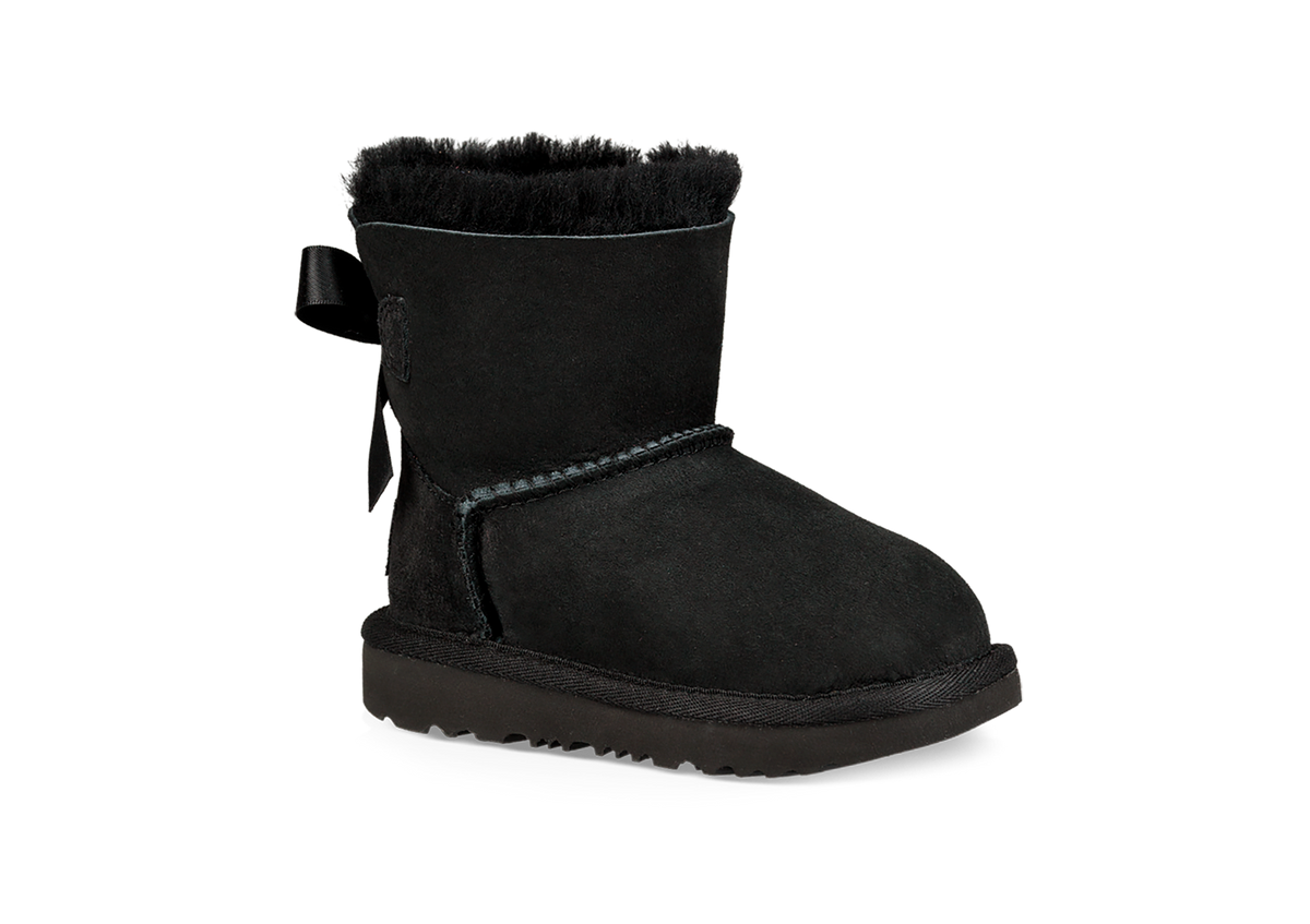 UGG Mini Bailey Bow II Toddlers' (TD) Boots — Black Sheepskin