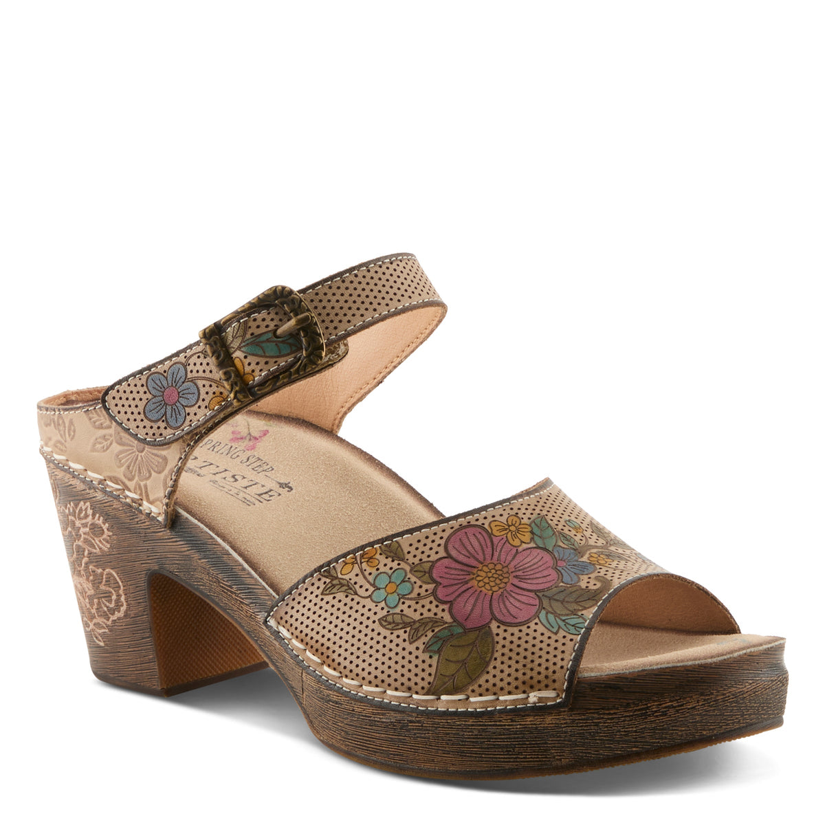 L'Artiste L'ARTISTE JAPHETTE SANDALS sandal in beige multi with handcrafted leather design