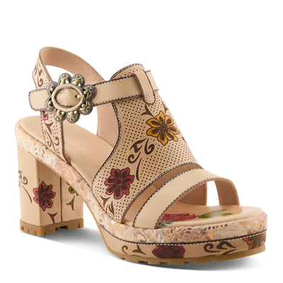 L'Artiste L'ARTISTE JAWDROP SANDALS sandal in beige multi with handcrafted leather design