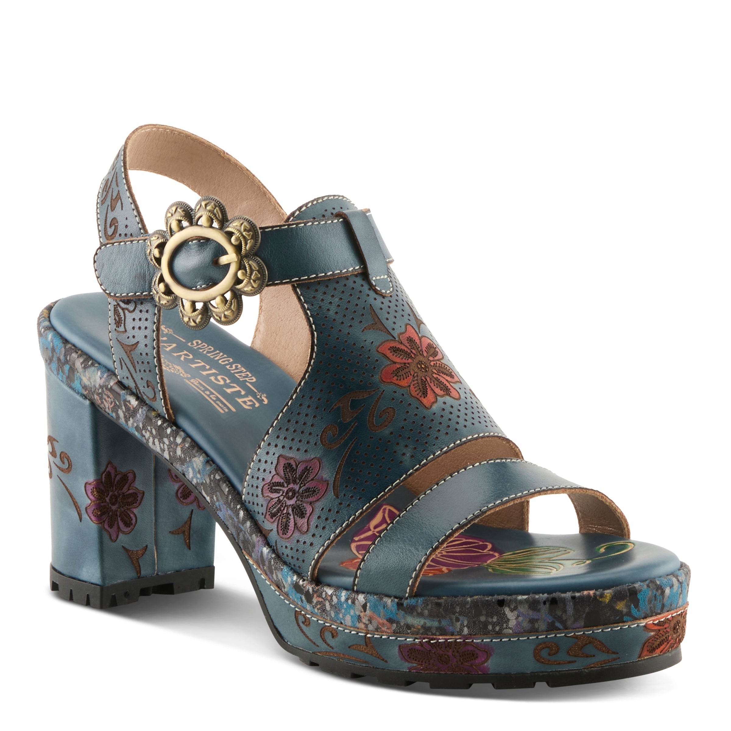 L'Artiste L'ARTISTE JAWDROP SANDALS sandal in beige multi with handcrafted leather design