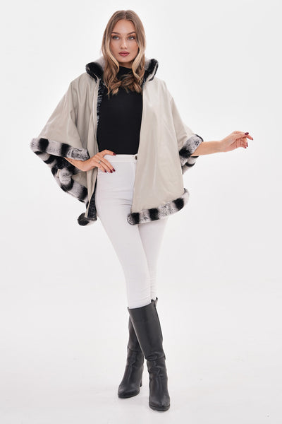 The Glacier Light Beige Reversible Leather Women Jacket