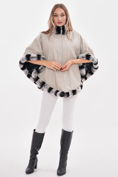 The Glacier Light Beige Reversible Leather Women Jacket