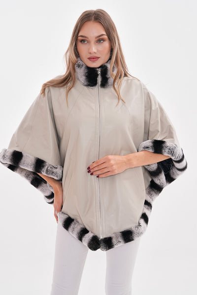 The Glacier Light Beige Reversible Leather Women Jacket
