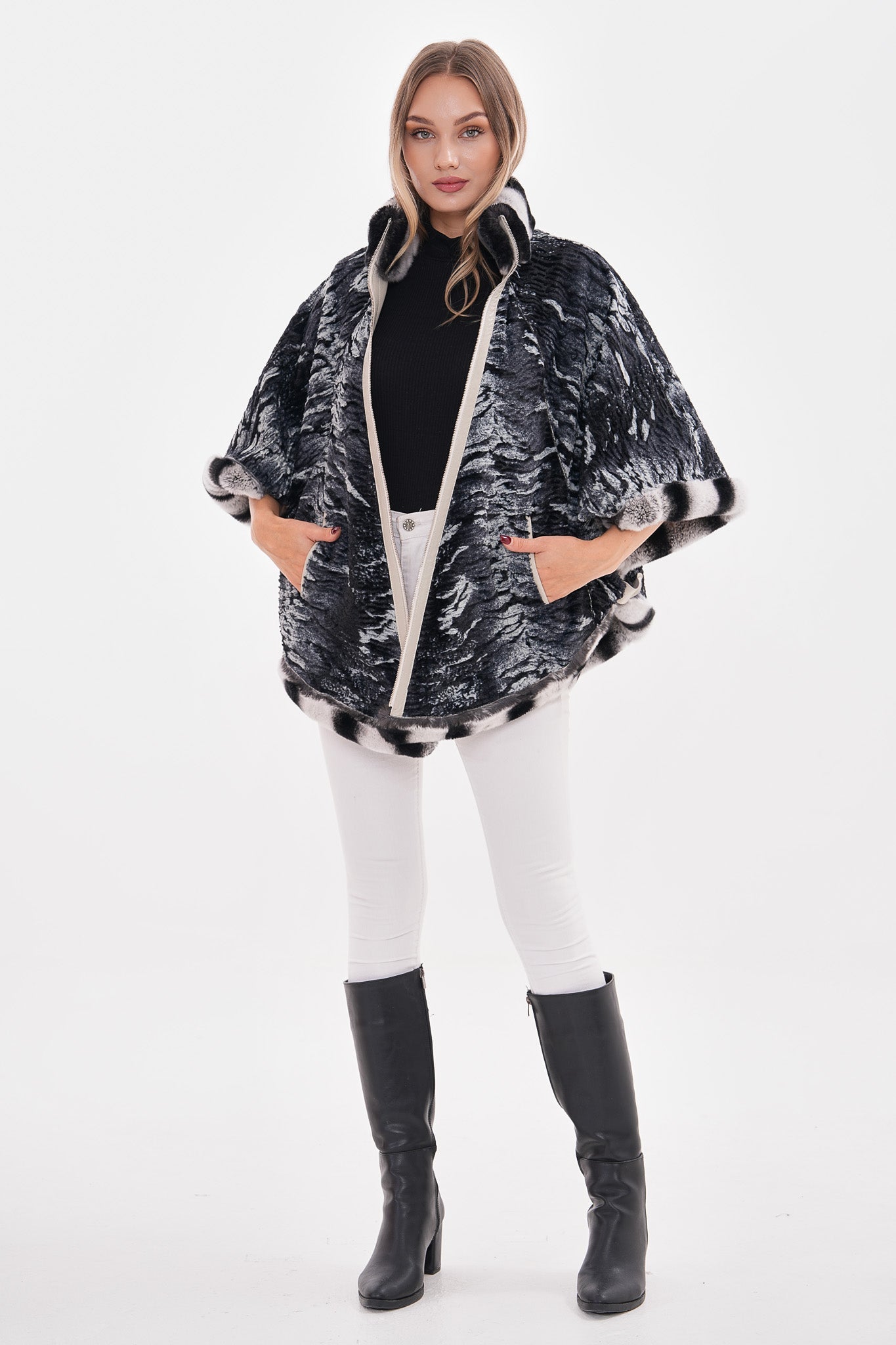 The Glacier Light Beige Reversible Leather Women Jacket