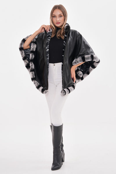 The Glacier Black Reversible Leather Women Jacket