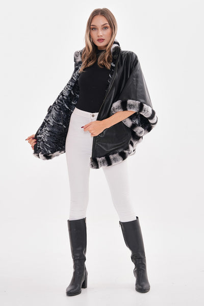 The Glacier Black Reversible Leather Women Jacket