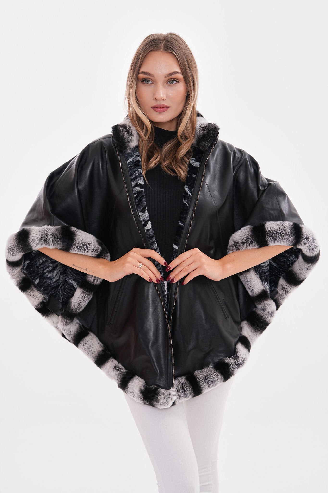 The Glacier Black Reversible Leather Women Jacket