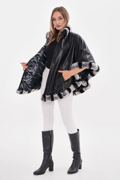 The Glacier Black Reversible Leather Women Jacket