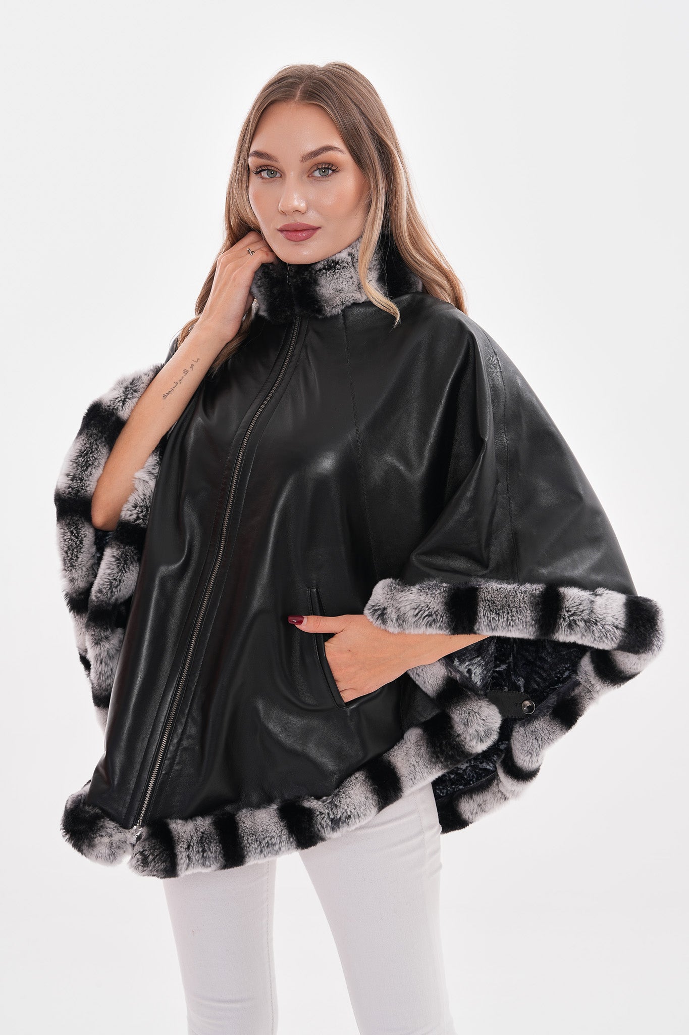 The Glacier Black Reversible Leather Women Jacket