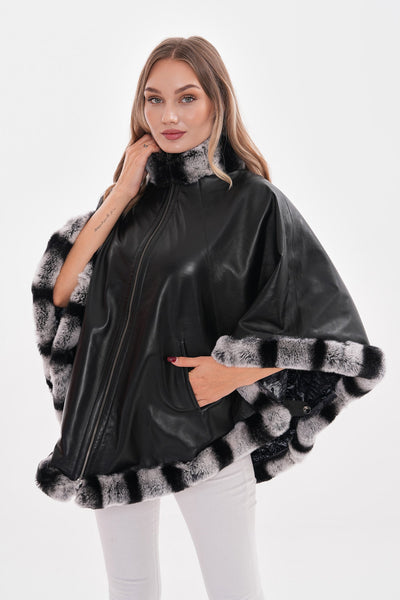 The Glacier Black Reversible Leather Women Jacket