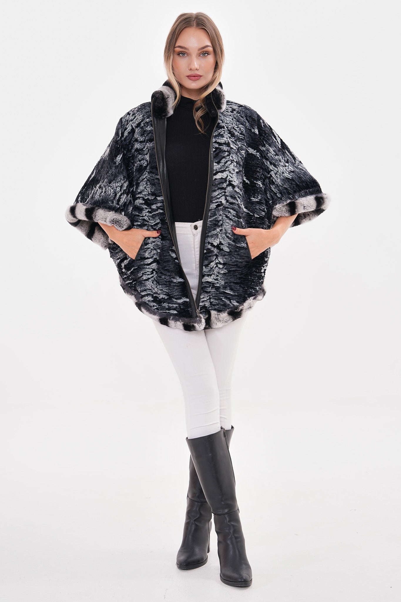 The Glacier Black Reversible Leather Women Jacket