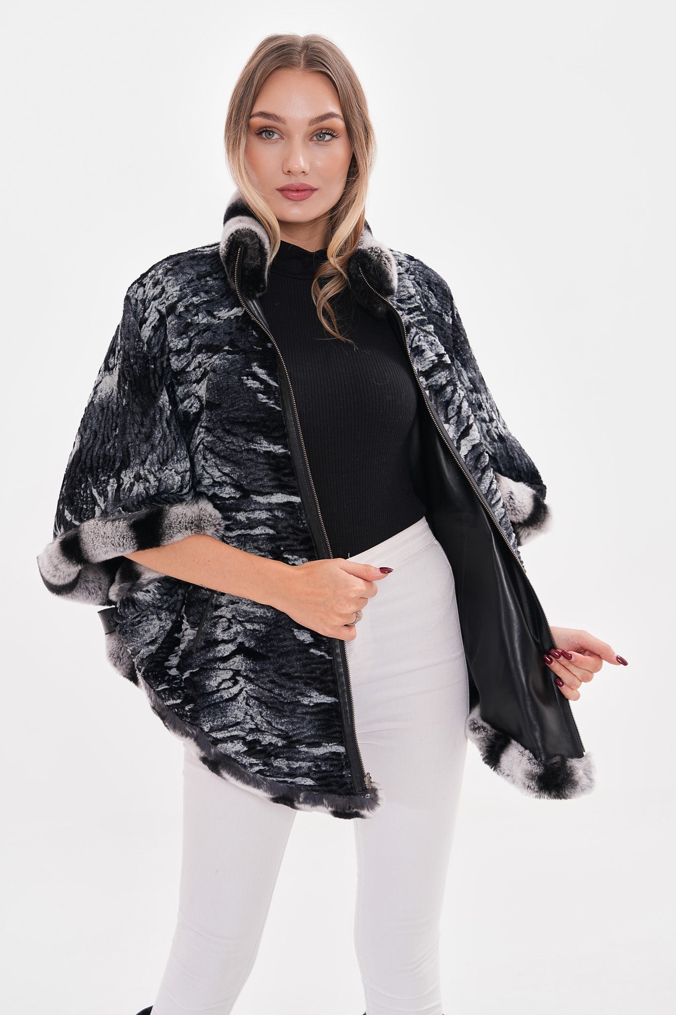 The Glacier Black Reversible Leather Women Jacket