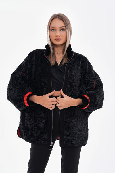 The Rebel Reversible Shearling Red Leather Women Jacket