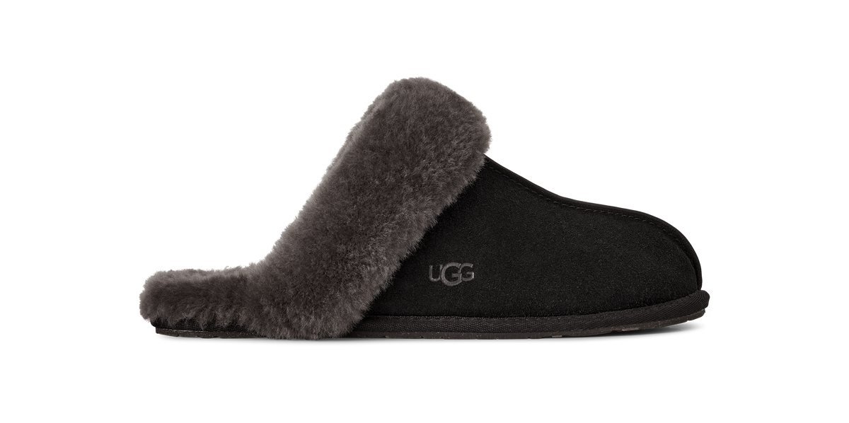 UGG Scuffette II Womens Slippers — Black/Grey Suede