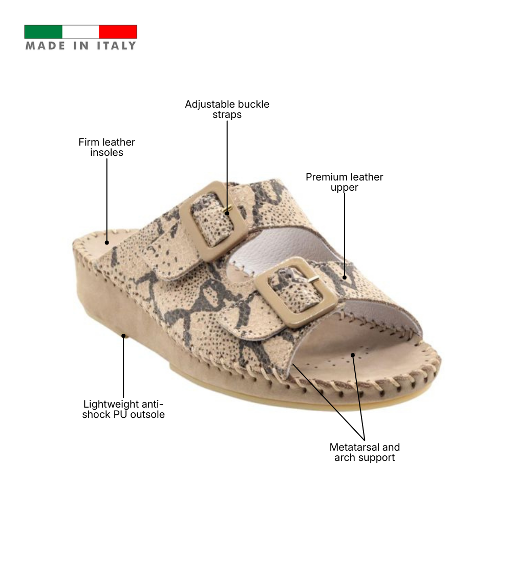 Jen Animal Print Leather Slide
