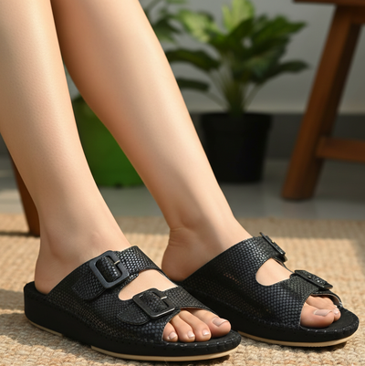 Jen Animal Print Leather Slide