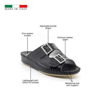 Jen Rhinestone Leather Slide