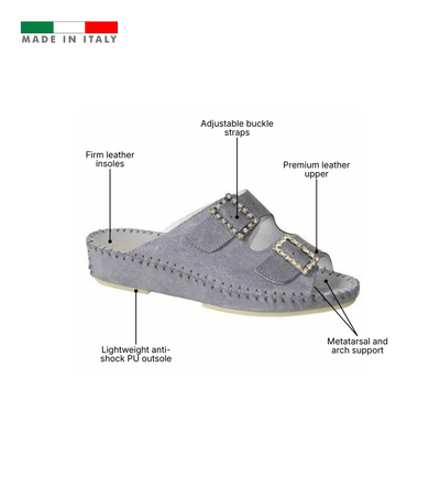 Jen Rhinestone Leather Slide