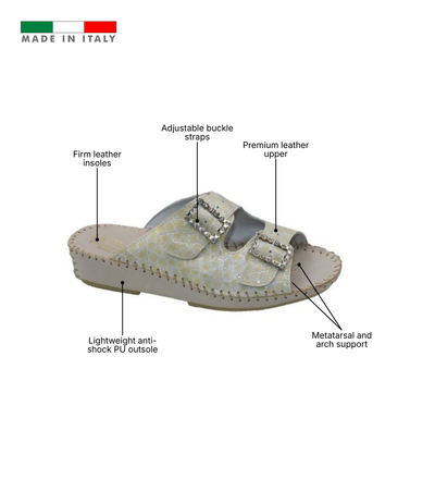 Jen Rhinestone Leather Slide