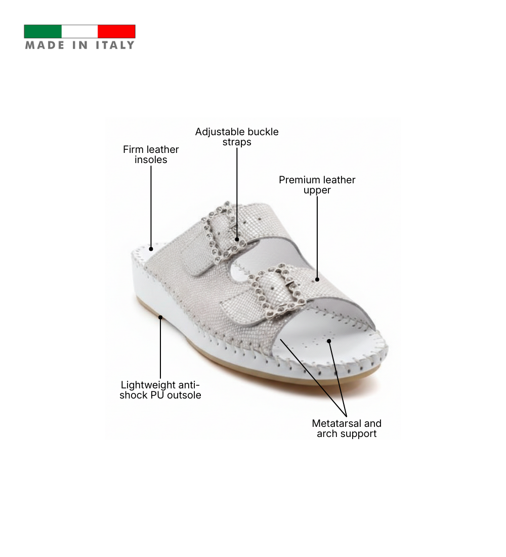 Jen Rhinestone Leather Slide