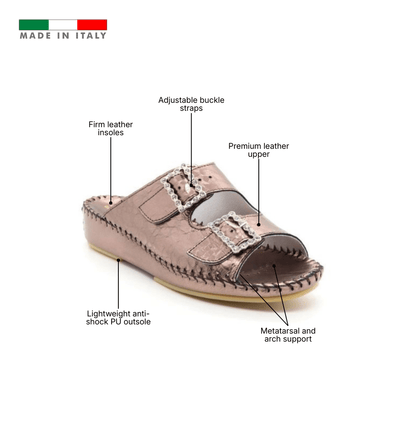 Jen Rhinestone Leather Slide