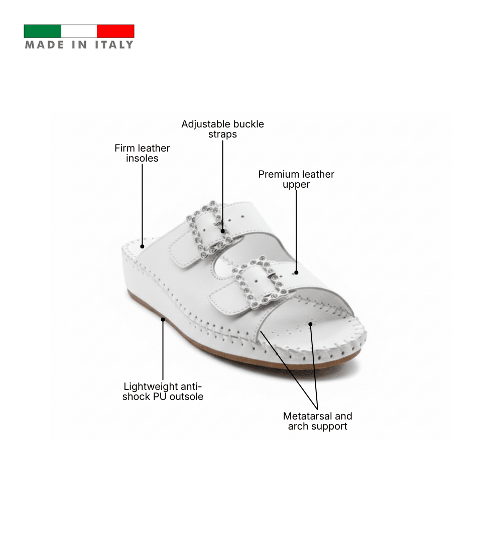 Jen Rhinestone Leather Slide
