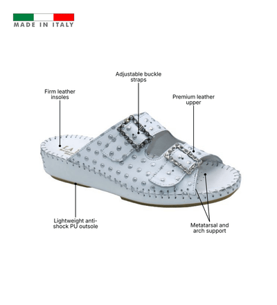 Jen Rhinestone Leather Slide