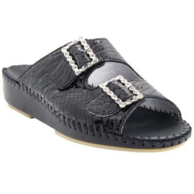 Jen Rhinestone Leather Slide