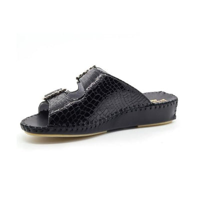 Jen Rhinestone Leather Slide