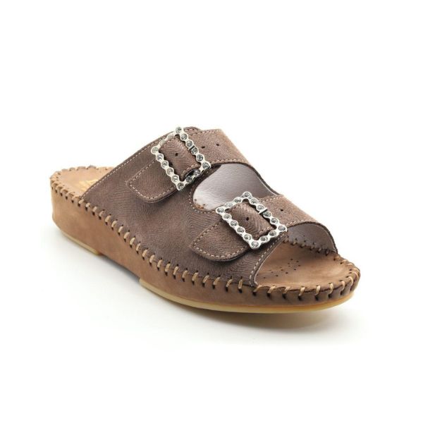 Jen Rhinestone Leather Slide