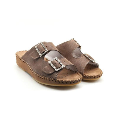 Jen Rhinestone Leather Slide