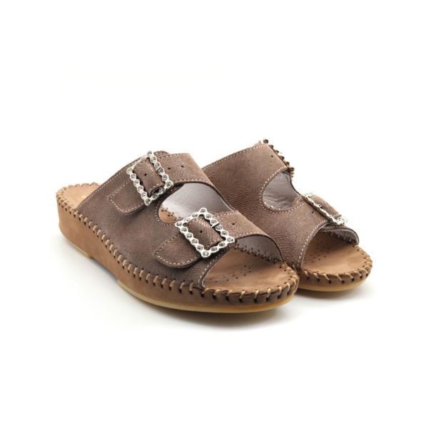 Jen Rhinestone Leather Slide