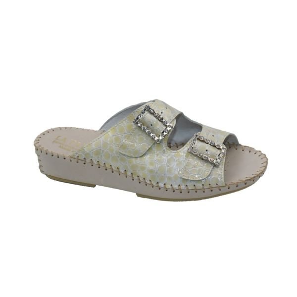 Jen Rhinestone Leather Slide