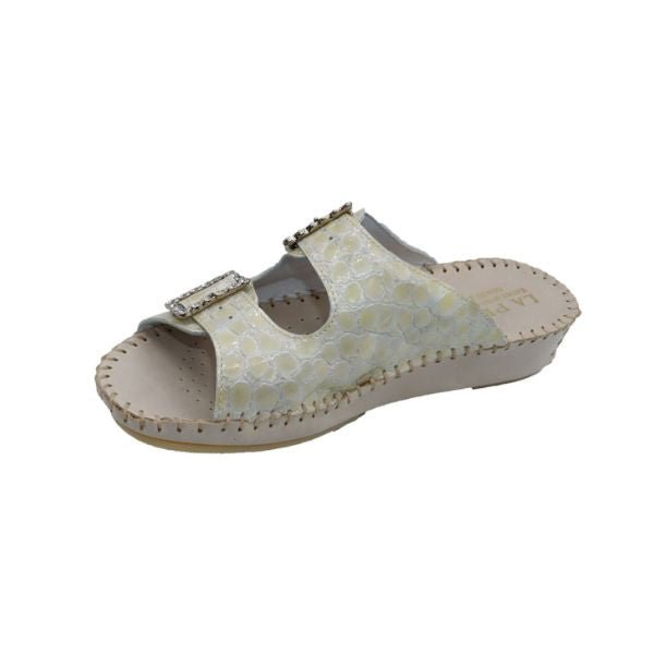 Jen Rhinestone Leather Slide