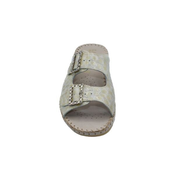 Jen Rhinestone Leather Slide