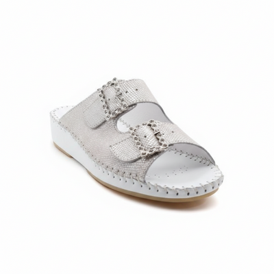 Jen Rhinestone Leather Slide