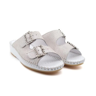 Jen Rhinestone Leather Slide