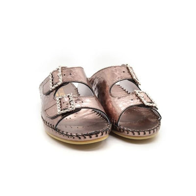 Jen Rhinestone Leather Slide