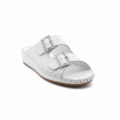 Jen Rhinestone Leather Slide