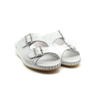 Jen Rhinestone Leather Slide