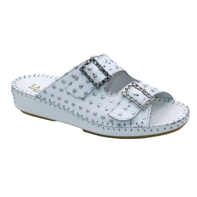 Jen Rhinestone Leather Slide