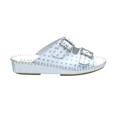 Jen Rhinestone Leather Slide