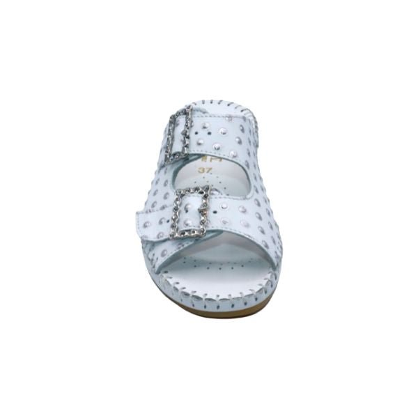 Jen Rhinestone Leather Slide