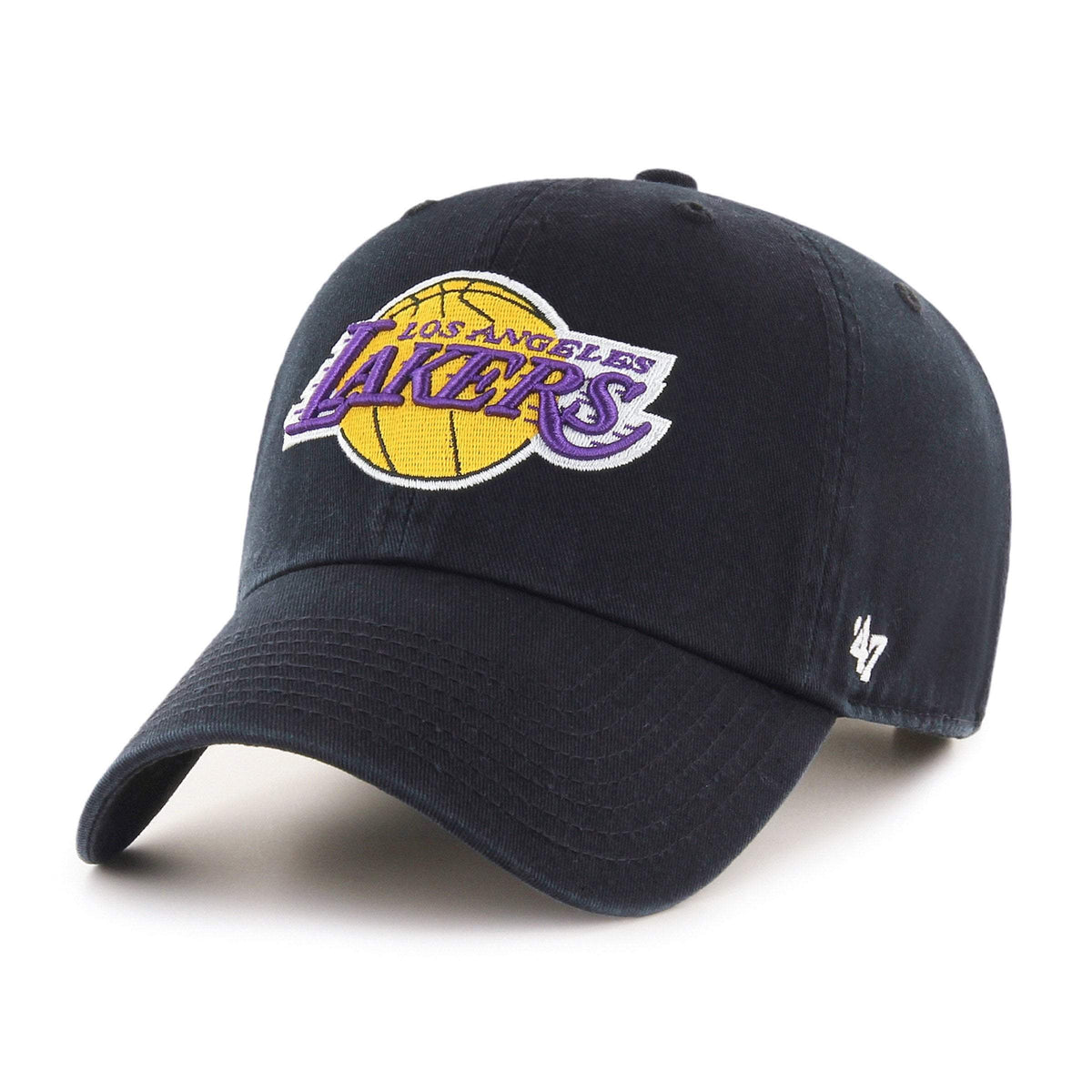 47 Brand Los Angeles Lakers Clean Up Mens Strapback Hat — Black (BKA)