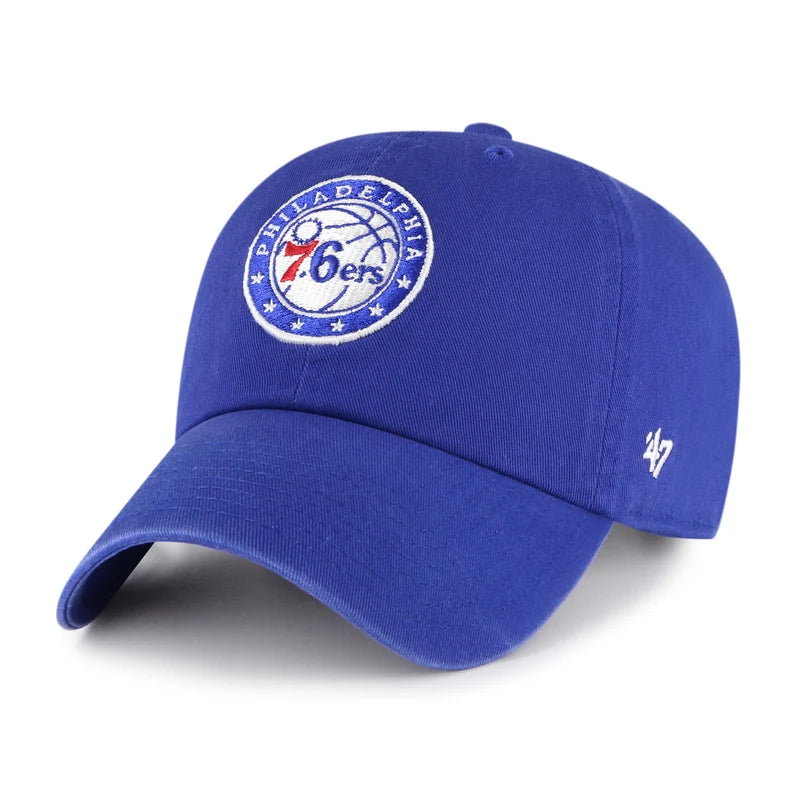 47 Brand Philadelphia 76ers Clean Up Mens Strapback Hat — Royal (RYK)
