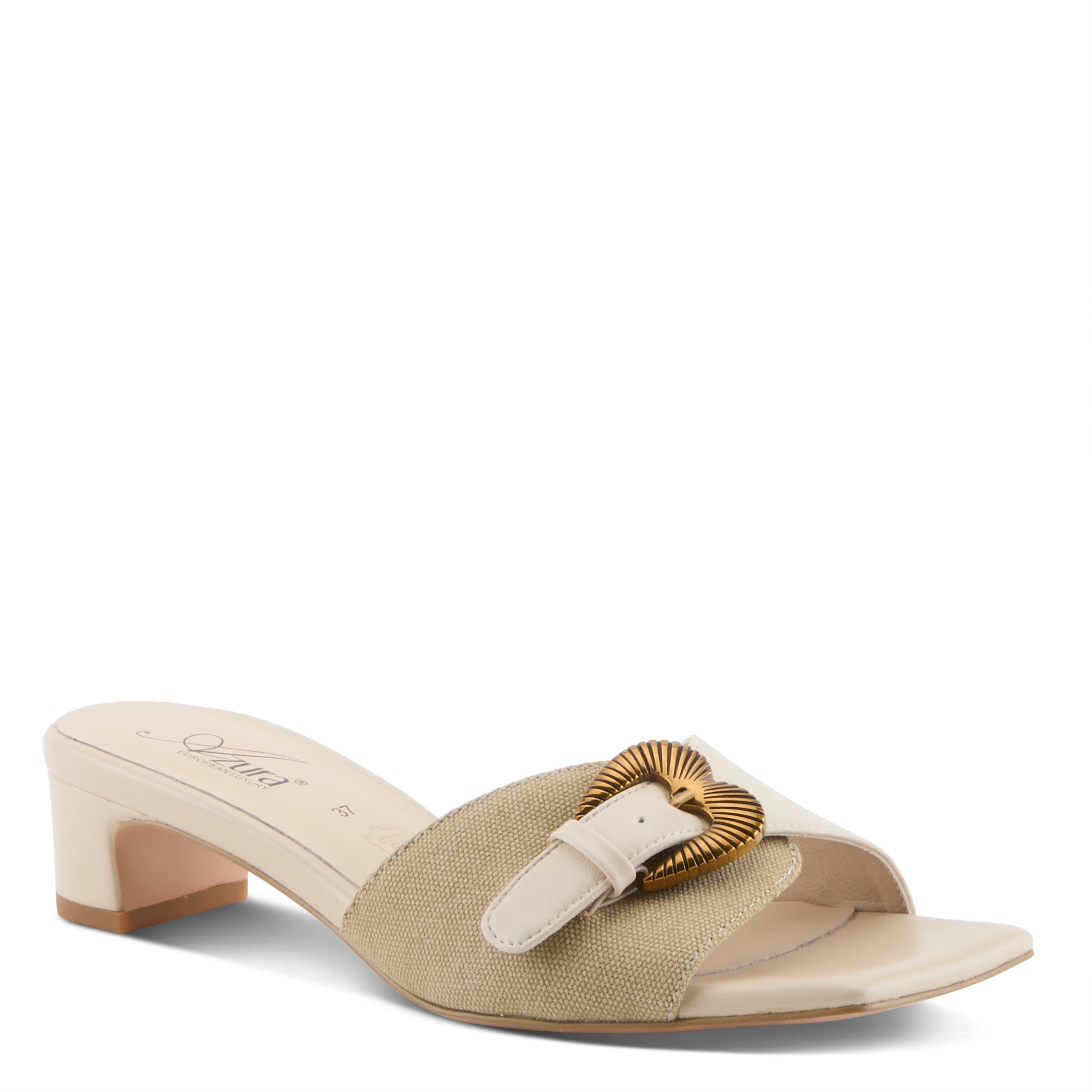 Azura Karmela women's slide sandal in beige multi with leather upper