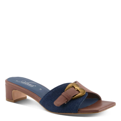 Azura Karmela women's slide sandal in beige multi with leather upper
