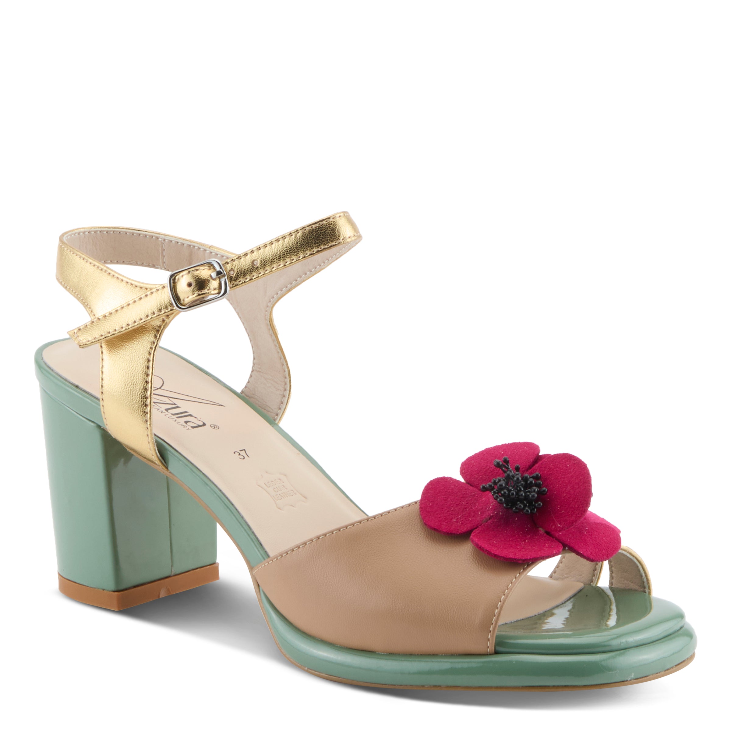 Azura Katriel women's sandal in ice multi with faux leather upper and buckle detail